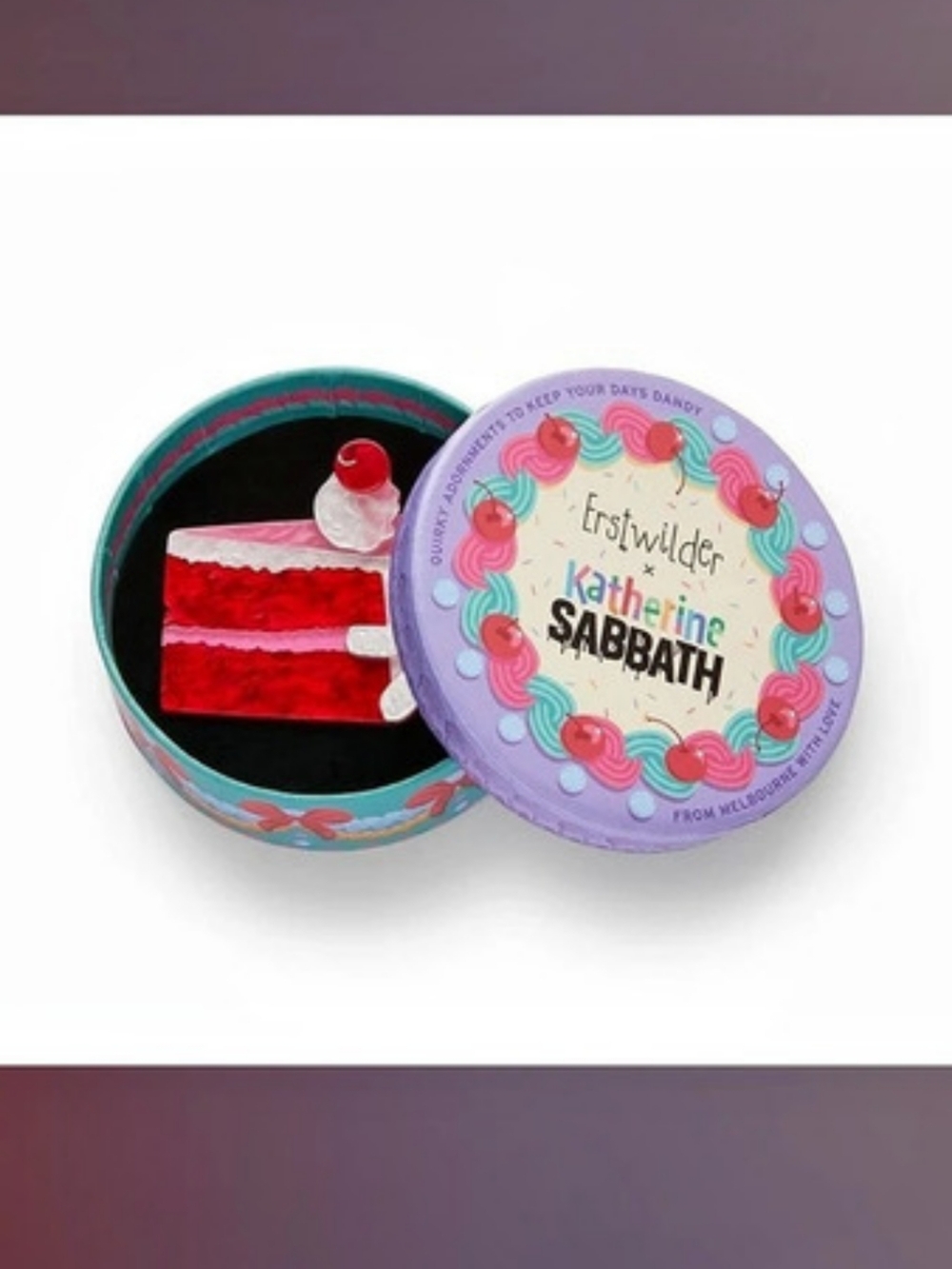 Erstwilder Romance Isn't Dead Cake Brooch Pink & Red